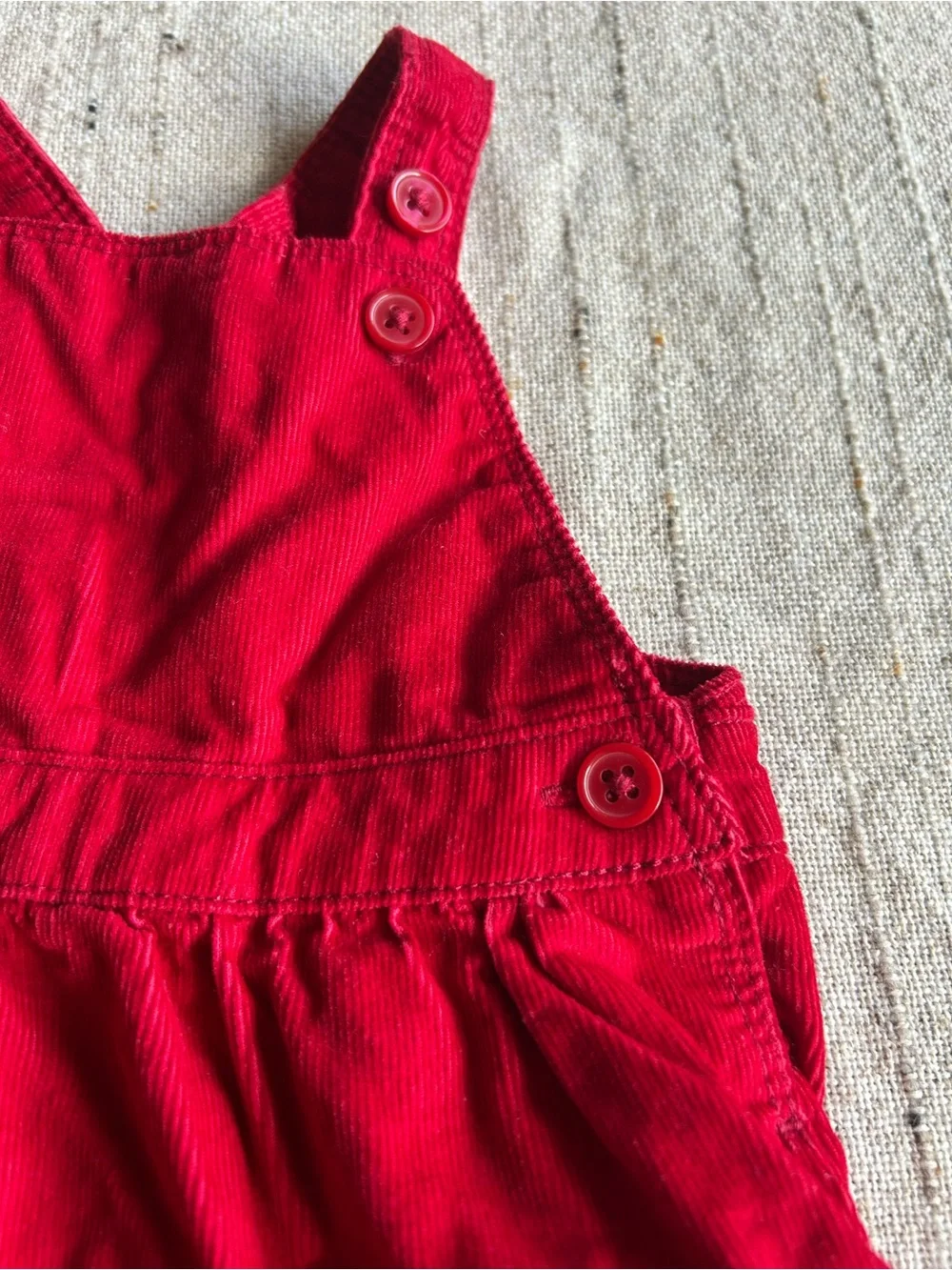 Red Corduroy Pinafore Dress — Size 6M